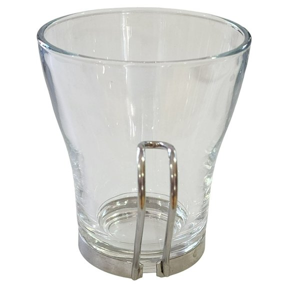 Vintage Clear Glass Cappuccino Expresso Tea Cup Coffee Mug Set of 7 Metal Handle - Picture 14 of 16